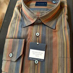 Caldwell Carmel Brown striped sport shirt XL